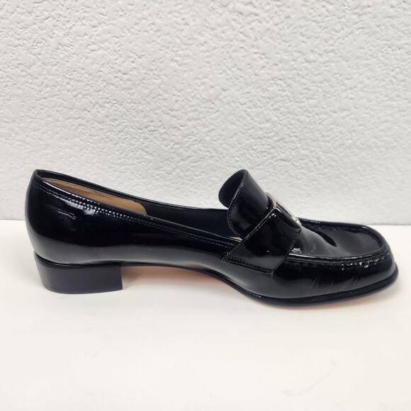 Salvatore Ferragamo Nero Nappy Calf Loafer Black Patent Leather 7.5B Narrow - Picture 3 of 12